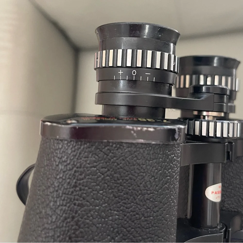 Vintage Selsi Black 7x35 Binoculars w/Brown Case, 525 ft at 1,000 yards